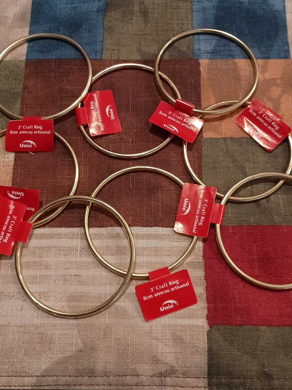 New * 3 Inch Gold Tone Metal Craft Rings Set Of 8 Uniek Macrame Rings * Set Of 8